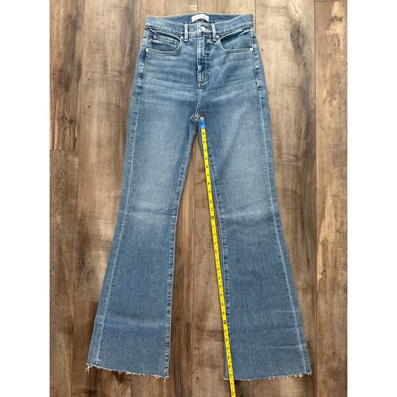 LOFT High Rise Flare Jeans in a Light Medium Blue Wash, Like New (Worn Once) - Picture 4 of 8
